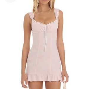 Hyacinth Jacquard Ruffle Dress Pink Lucy in the sky